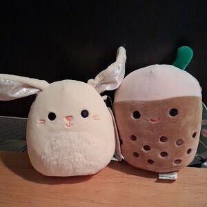 Squishmallows Cream Bunny and Brown Bubble Tea Plush Set